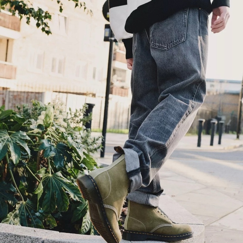 Men's Dr. Martens 1460 Tum Nubuck Leather Lace Up Boots, Sizes Mu Olive Size 14 - Picture 2 of 10